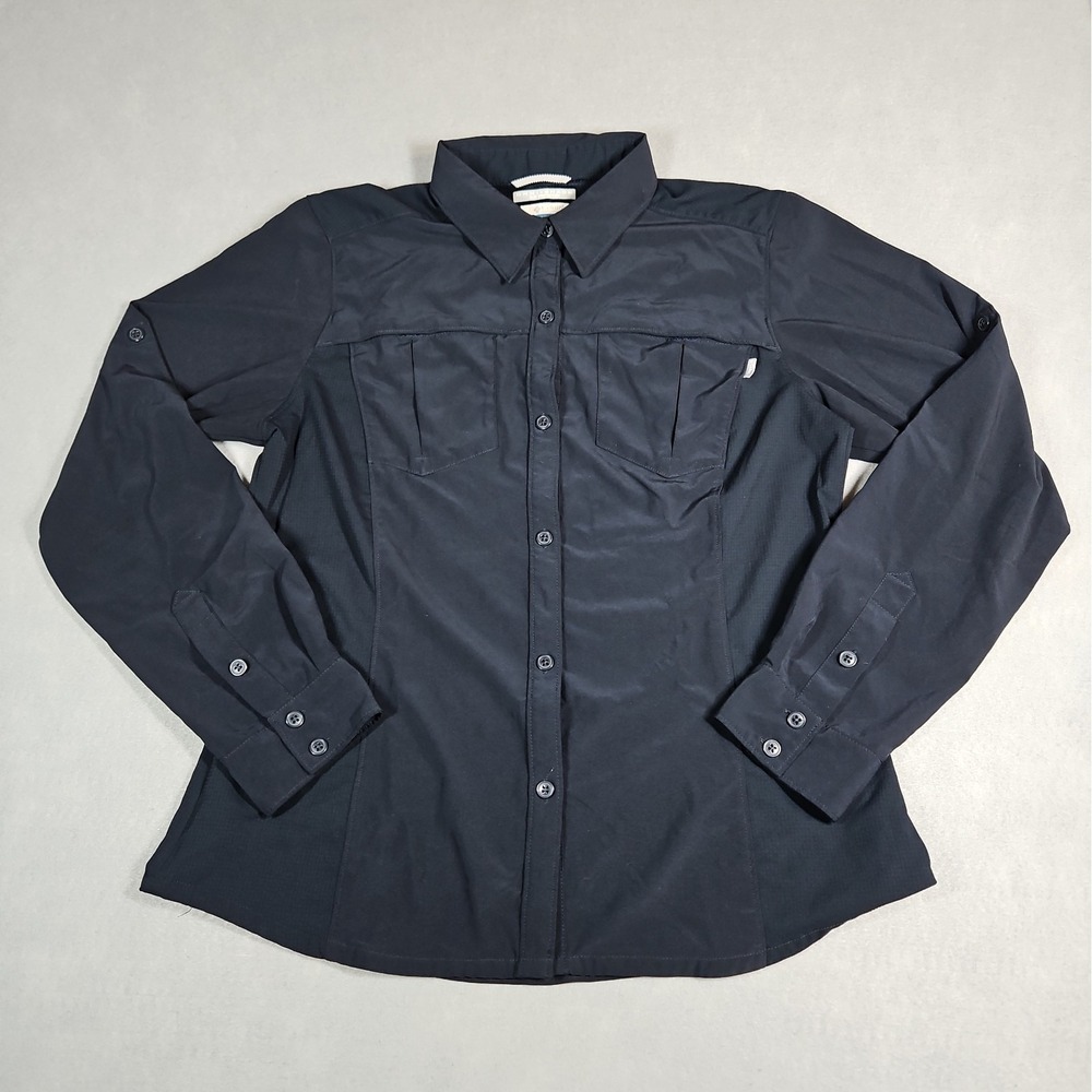 Columbia Womens Black Omni-Shade Vented Button Up Outdoor Shirt Size Large